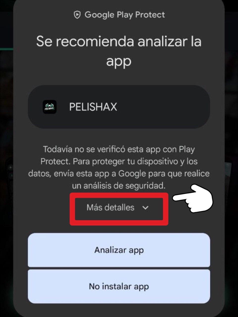 Play Protect: se recomienda analizar la app