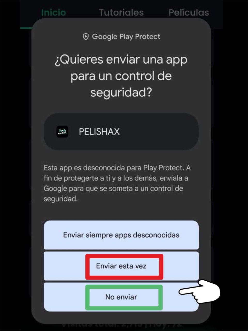 Play Protect: enviar app para control de seguridad